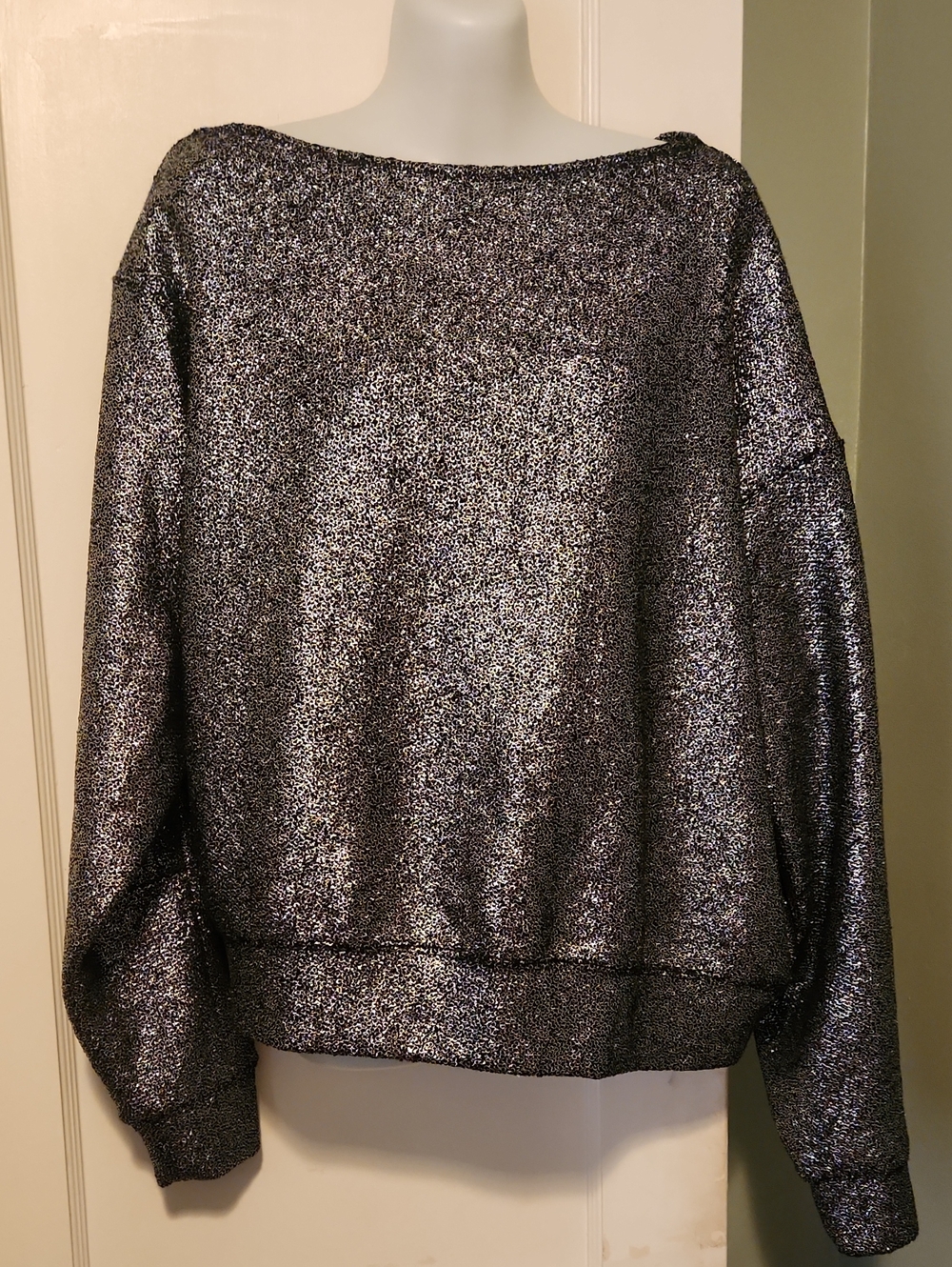 Metallic Silver Pullover